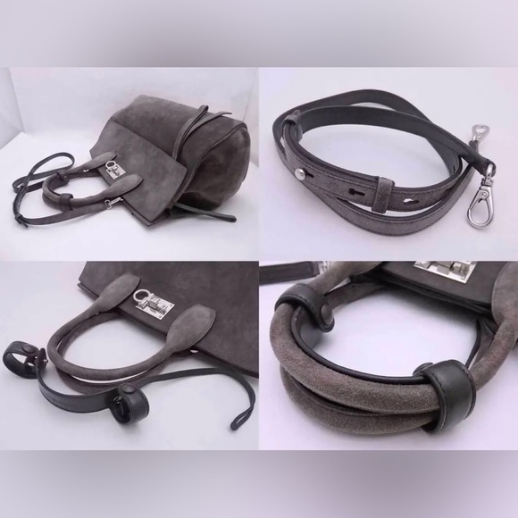 Salvatore Ferragamo - Grey Suede Medium Studio Bag - Picture 2 of 2